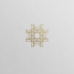 Christmas golden star geometric symbol isolated on white background.

