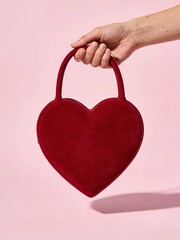 Hand Holding Red Heart Bag Valentine Fashion