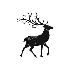 Fototapeta premium Fantasy Stag Deer Silhouette with Ornamental Antlers