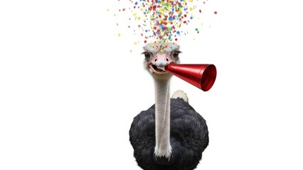 Ostrich With Party Noise Maker