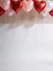 Valentine&rsquo;s Day Heart Balloons Minimal Background