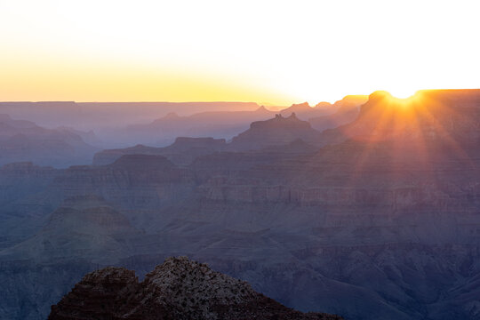 Panorama desert canyon view at sunrise Grand Canyon National Park 