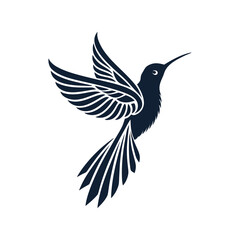 Obraz premium Elegant Hummingbird Flying Silhouette Illustration