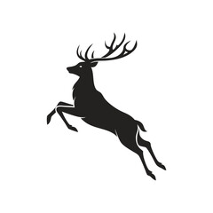 Fototapeta premium Jumping Deer Silhouette Vector Illustration on White Background
