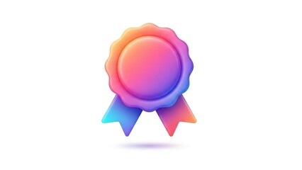 Colorful gradient ribbon badge icon for award or certification
