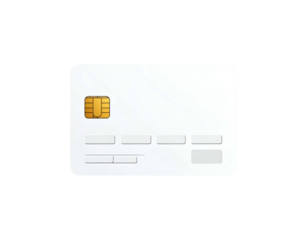 Blank white payment card with a gold chip for secure transactions