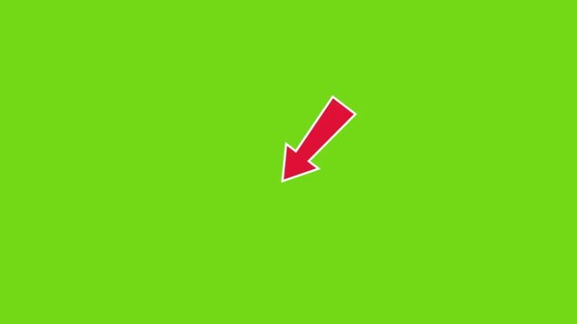 Dynamic red arrow pointing down on green background