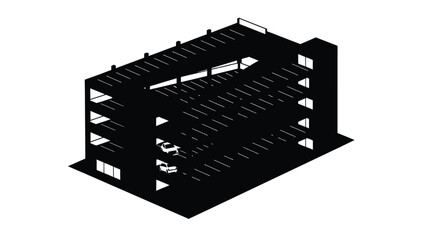 Naklejka premium Isometric view of a modern multi story parking garage structure with distinct openings and architectural details