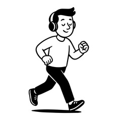 Healthy Lifestyle Jogging Man Simple Illustration