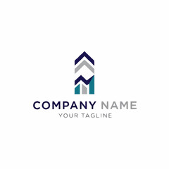 Abstract Logo Design Featuring Geometric Arrows and Letter M for Business Growth.