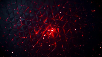 Abstract geometric dark background with glowing red lines and particles, seamless loop for technology and motion graphics, futuristic digital pattern, high resolution cinematic visual - Powered by Adobe