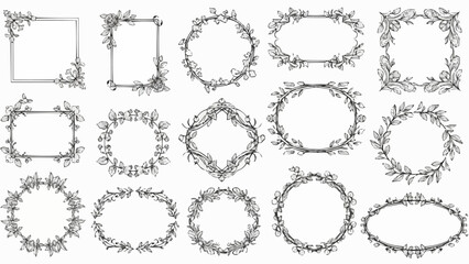 Collection of Decorative Floral and Leafy Borders and Frames.