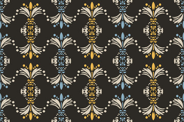 Ethnic abstract ikat fabric artwork with seamless patterns, combining tribal, indigenous and Mexican embroidery with Aztec geometric motifs. Ideal for rugs, wallpapers, throws, fabrics, and clothing.