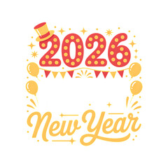 2026 New Year celebration design isolated isolated on transparent background