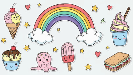 Cute Kawaii Food and Rainbow Collection.