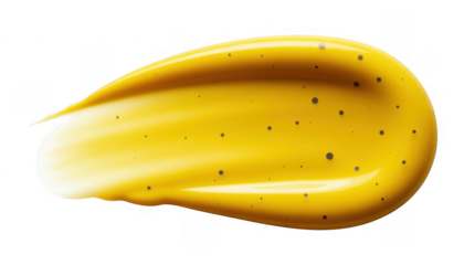 Yellow smear with black dots isolated on a transparent background