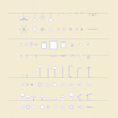 Lighting fixtures chart. Vector illustration.