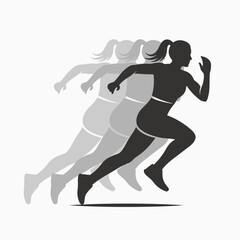Female Runner Motion Illustration Showing Speed and Athletic Energy