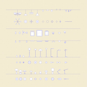 Lighting fixtures chart. Vector illustration.