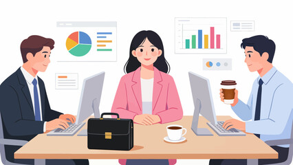 Business meeting with three people