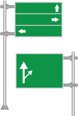 Obraz premium Road Sign Directions: Clear directional road signs displaying arrows, guiding motorists toward their destination and contributing to a well-organized road system. 