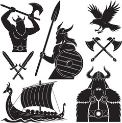 Viking Warriors & Norse Symbols vector design