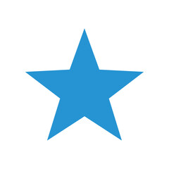A simple blue star shape on a white background.