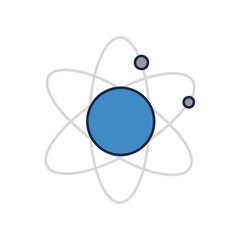 Atomic structure with nucleus and orbiting electrons illustration.