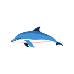 Beautiful blue dolphin gracefully swimming in the ocean waters with elegance. © dinny