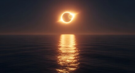 A beautiful orange sunset reflects over the calm ocean waves and coastal beach landscape under a glowing summer sky at dusk