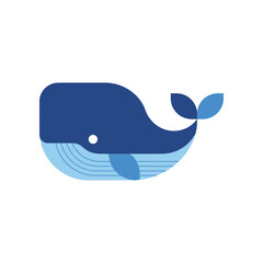 Obraz premium Blue whale illustration in a minimalist and geometric style.