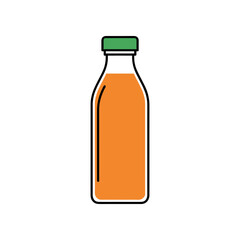 Bottle of Orange Juice with Green Cap Illustration.