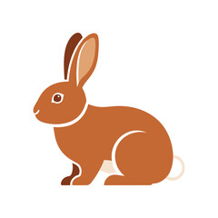 Brown rabbit illustration with long ears and white accents on white background.