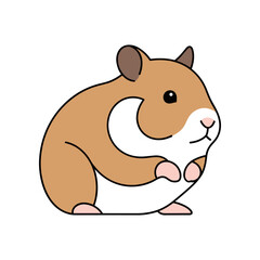 Cartoon Hamster Illustration Cute Rodent with Brown and White Fur.