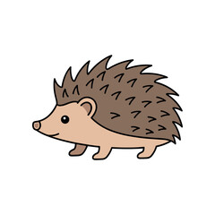 Cartoon Hedgehog with Spikes and Cute Expression.