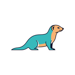 Cartoon illustration of a cute colorful and friendly mongoose animal.
