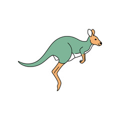 Cartoon Kangaroo Jumping MidAir Simple Illustration.