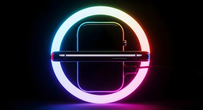 A shiny 3d glowing neon light bulb icon set featuring a glossy glass vector design on a black circular web button for a modern business technology website sign - Powered by Adobe