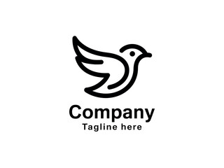 Obraz premium Simple Black Bird Company Logo Template with White Background and Tagline Space