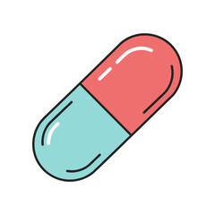 Colorful capsule medicine pill illustration for healthcare and medical treatment.