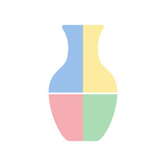Colorful Vase Divided into Four Sections with Pastel Hues.