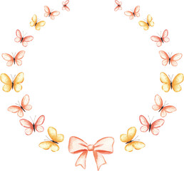 Butterfly Watercolor Wreath with Decorative Bow
