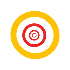 Concentric circles design with red and yellow colors on white background.