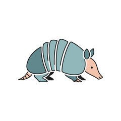 Cute Armadillo Cartoon Illustration on White Background.