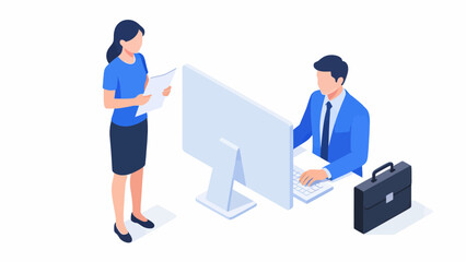 Business meeting with computer