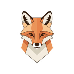 Obraz premium Geometric fox illustration with orange and white colors perfect for design.