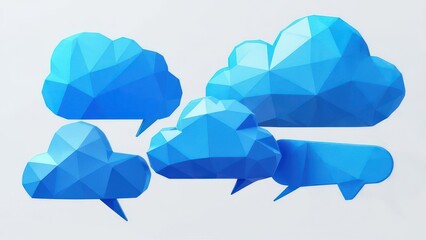 Low-poly cloud shapes, light blue