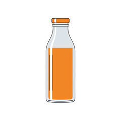 Glass bottle of fresh orange juice vector illustration.