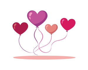 Heart Shaped Balloons With Ribbon Illustration