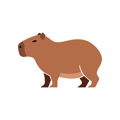 Illustration of a Brown Capybara Standing on a White Background.